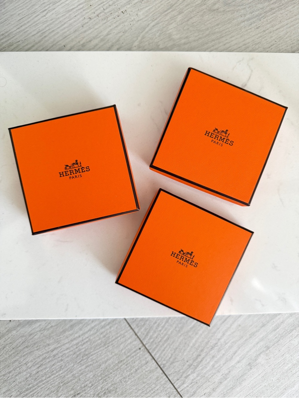 Hermes Orange Box Set of 3 Authentic Paris Collectible Gift Storage
